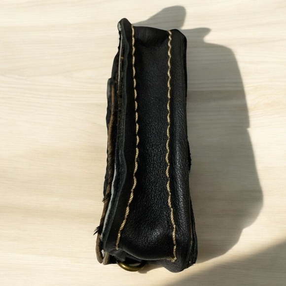 Leather Mini Bag Bohemian Crossbody Artisan Accent Size  6 x 4 x 2.5 - Picture 11 of 14